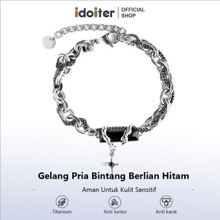 Idoiter Gelang Titanium Permata Bintang Silang Baru Untuk Pria Aksesori Unisex Hip-Hop
