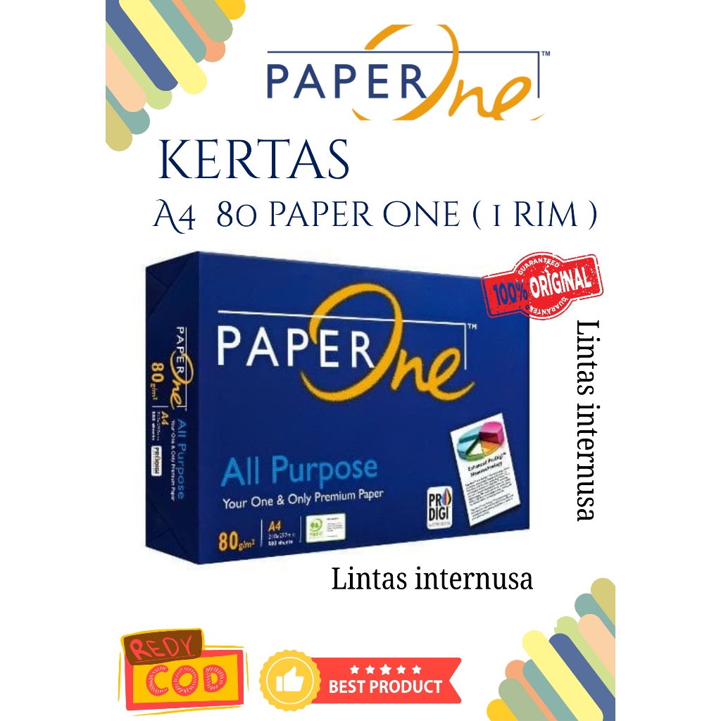 A4 HVS Paper 80 gr Paper One [1 รีม]