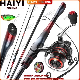 HAIYI FISHING Gulungan Pancing Dan Set Joran Pancing Pegangan Joran ML Ringan Fiberglass Solid 1.65M/1.8M2.1M Dan Rasio Roda Gigi Gulungan Pancing EVA 5.2:1/ 1000-5000 Gaya Tarik Maksimum 2-5Kg Pancing Set