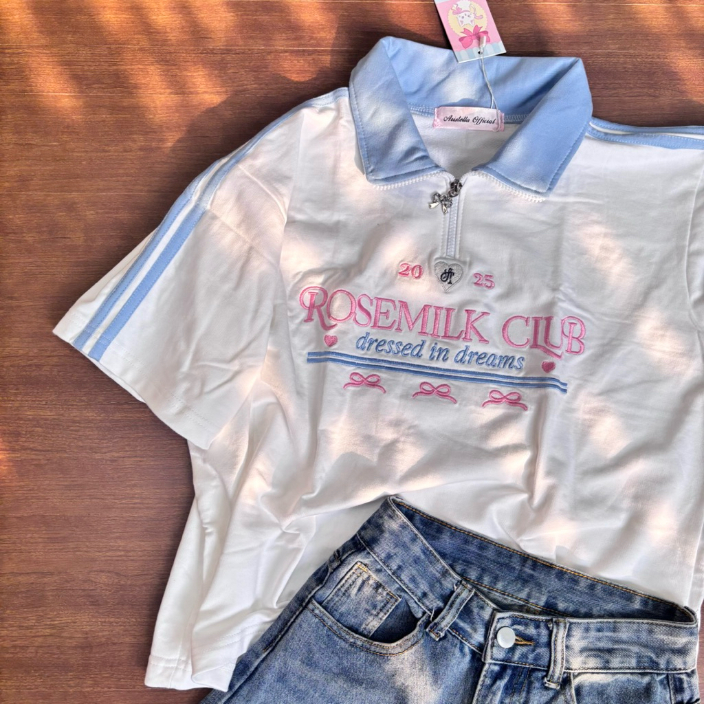 Aristella Rosemilk Club Polo Half Zip Sweater