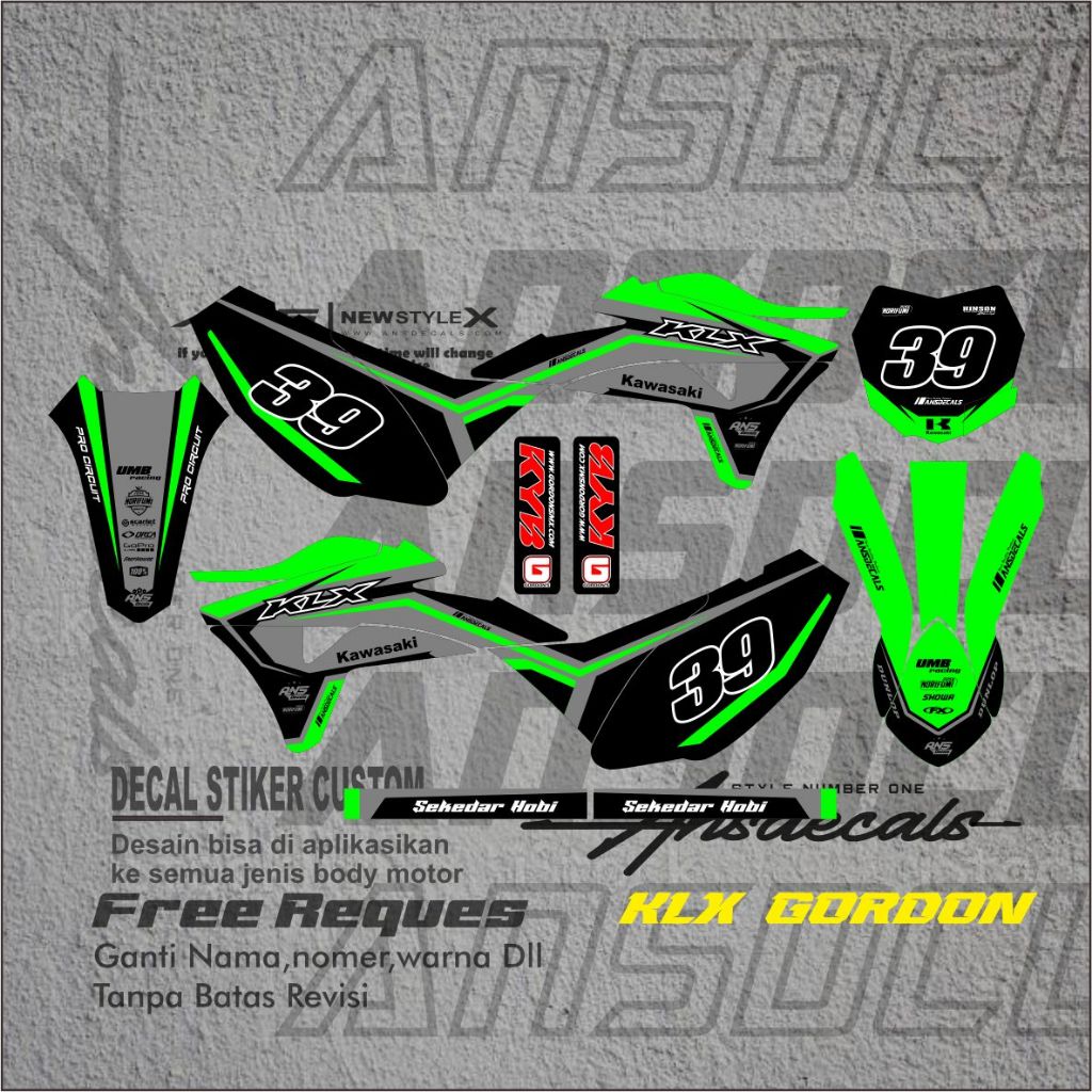 สติ๊กเกอร์รูปลอก KLX GORDON FULL BODY DECAL GORDON DECAL STICKER VARIATION KLX GORDON ฟรี REQUEST