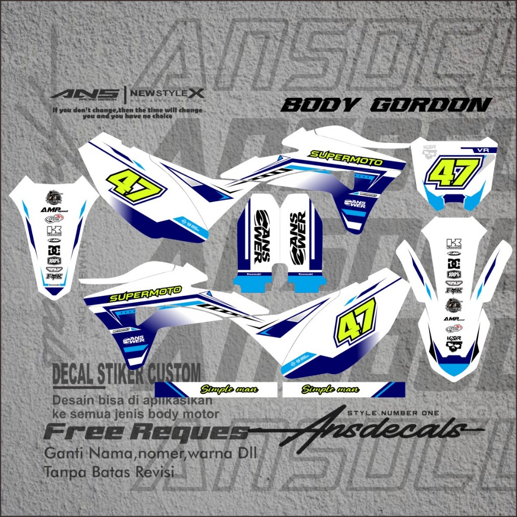 สติ๊กเกอร์รูปลอก KLX GORDON FULL BODY DECAL GORDON DECAL STICKER VARIATION KLX GORDON ฟรี REQUEST