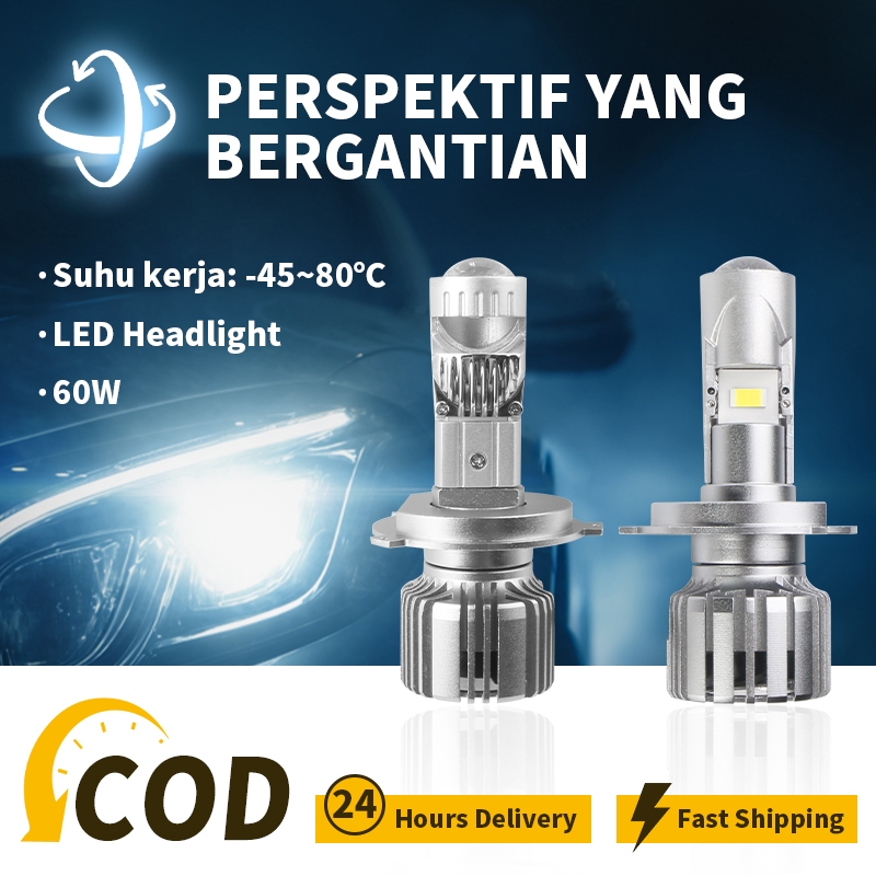 Krataoa Shop ไฟ LED h4 ไฟน้ําดี 60w ไฟมอเตอร์ไซค์ LED สว่างมาก