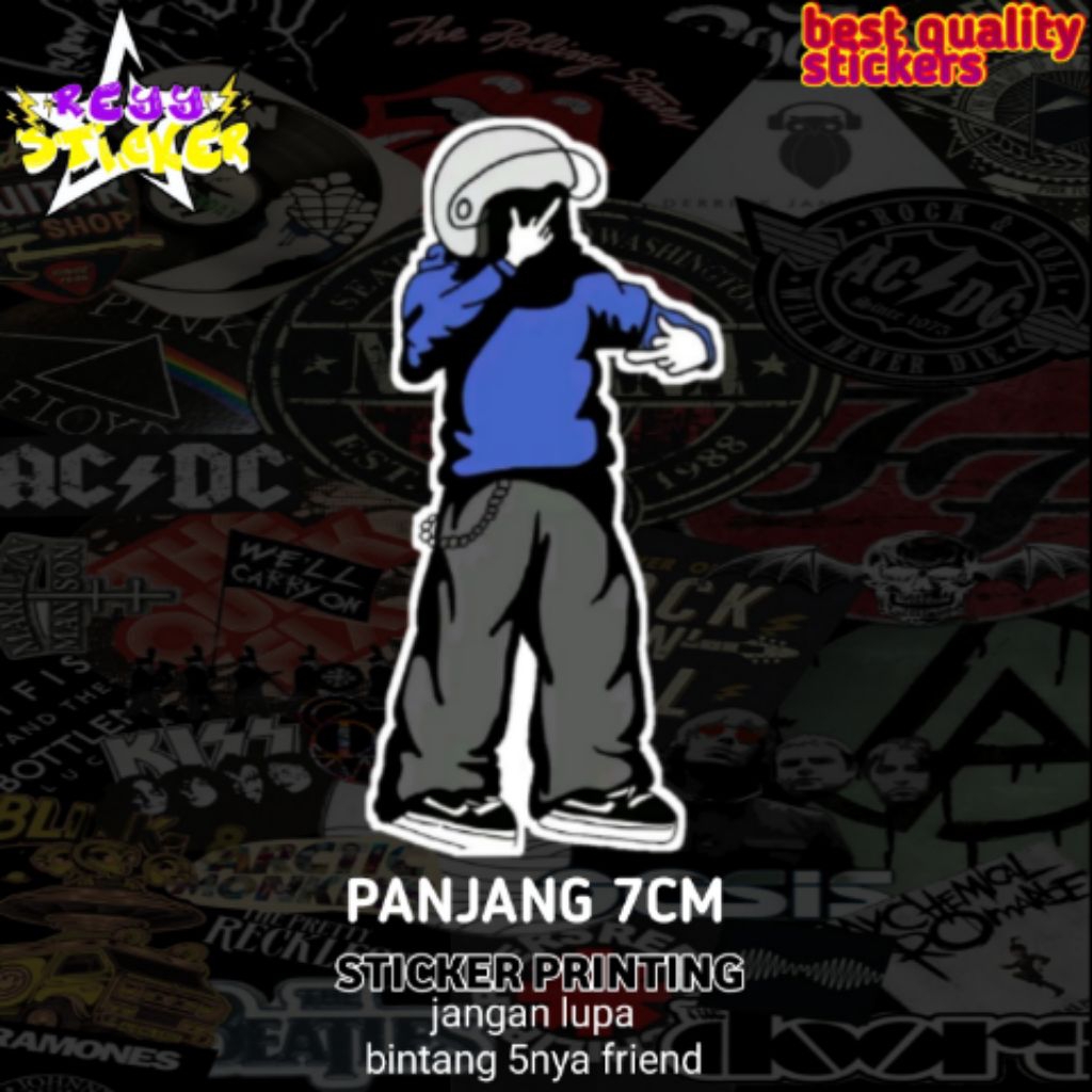 สติ๊กเกอร์พิมพ์ลายกันน้ําพร้อม HODIES สีฟ้า