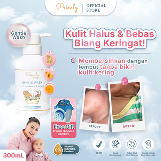 Primly Baby Gentle Wash 300ml - Sabun Bayi Anak Untuk Kulit Bayi Yang Kering dan Sensitif - FREE BOTTLE TRAVEL