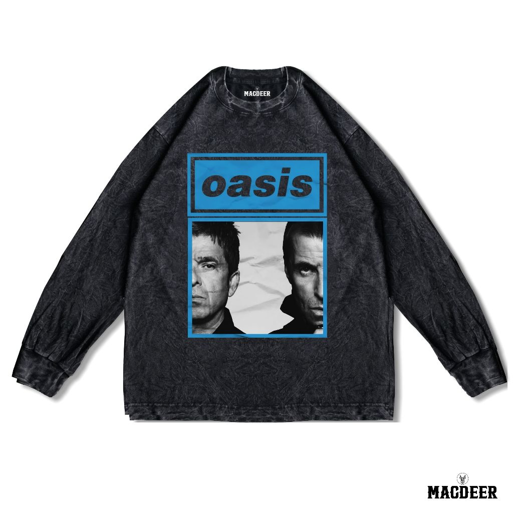 MACDEER Oasis Band เสื้อยืด Oversize แขนยาวล้างเสื้อยืดแขนยาว OASIS 1-8