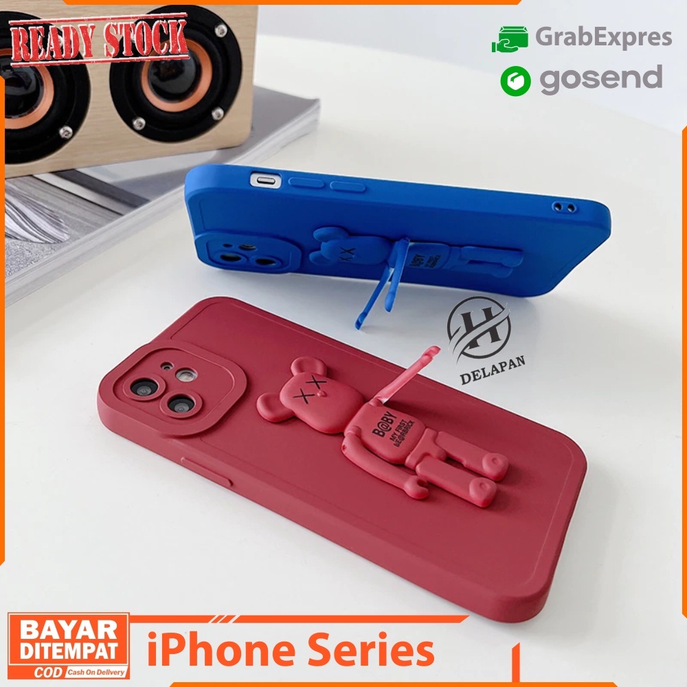 IPhone X XS XR Xs 11 12 13 Pro Max Liquid Softcase Pro กล้อง + ที่ยึด Kaws Bracket พร้อมการป้องกันกล