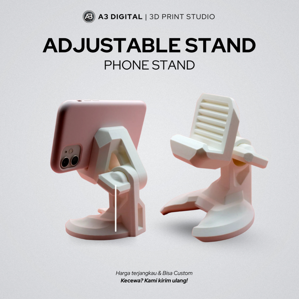 U Adjustable Phone Stand 3D Print | Dudukan HP Portabel & Estetik | Holder Smartphone Sudut Fleksibe