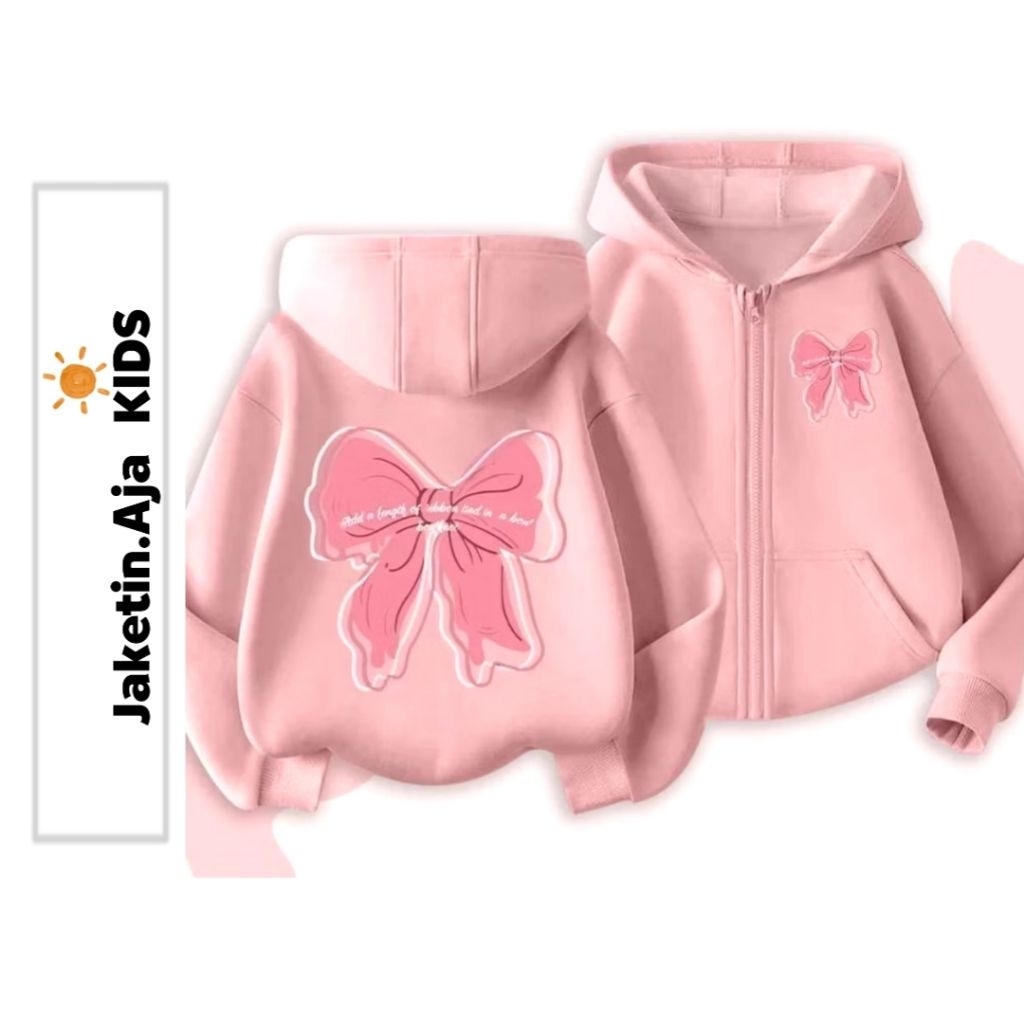 Jacket Aja Kids - Zip Hoodie for Girls RIBBON CUTE (1th - 12th) Jacket Girl Kid Korean Style 1 2 3 4