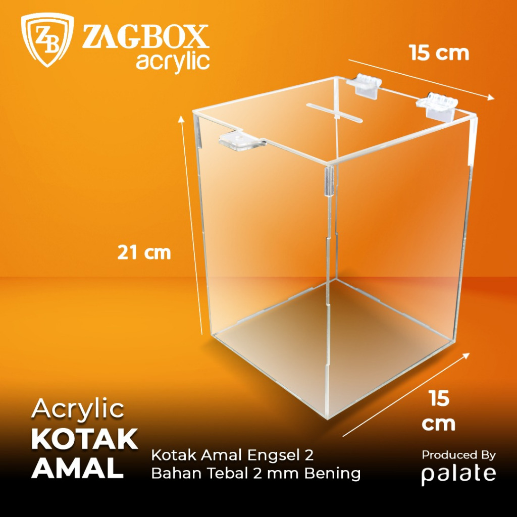 ACRYLIC CHARITY BOX / TRANSPARENT ACRYLIC BOX 15x15x21