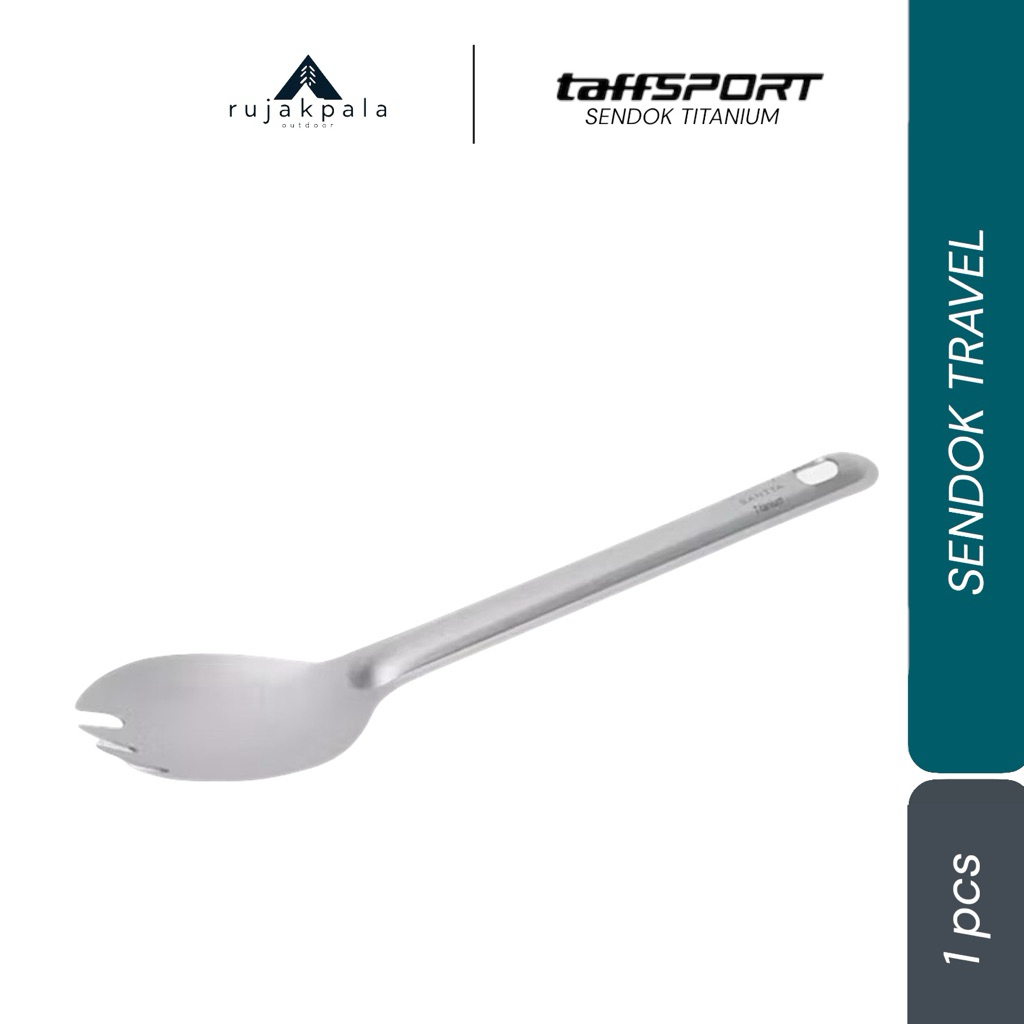 SACHUI Spork Outdoor Camping Cutlery Titanium Long Handle Cutlery - SC116 - สีเทา rujakpala