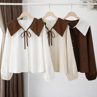 Vallina - Sita Top Atasan Sailor Neck Michi Blouse Remaja Wanita Korean Style