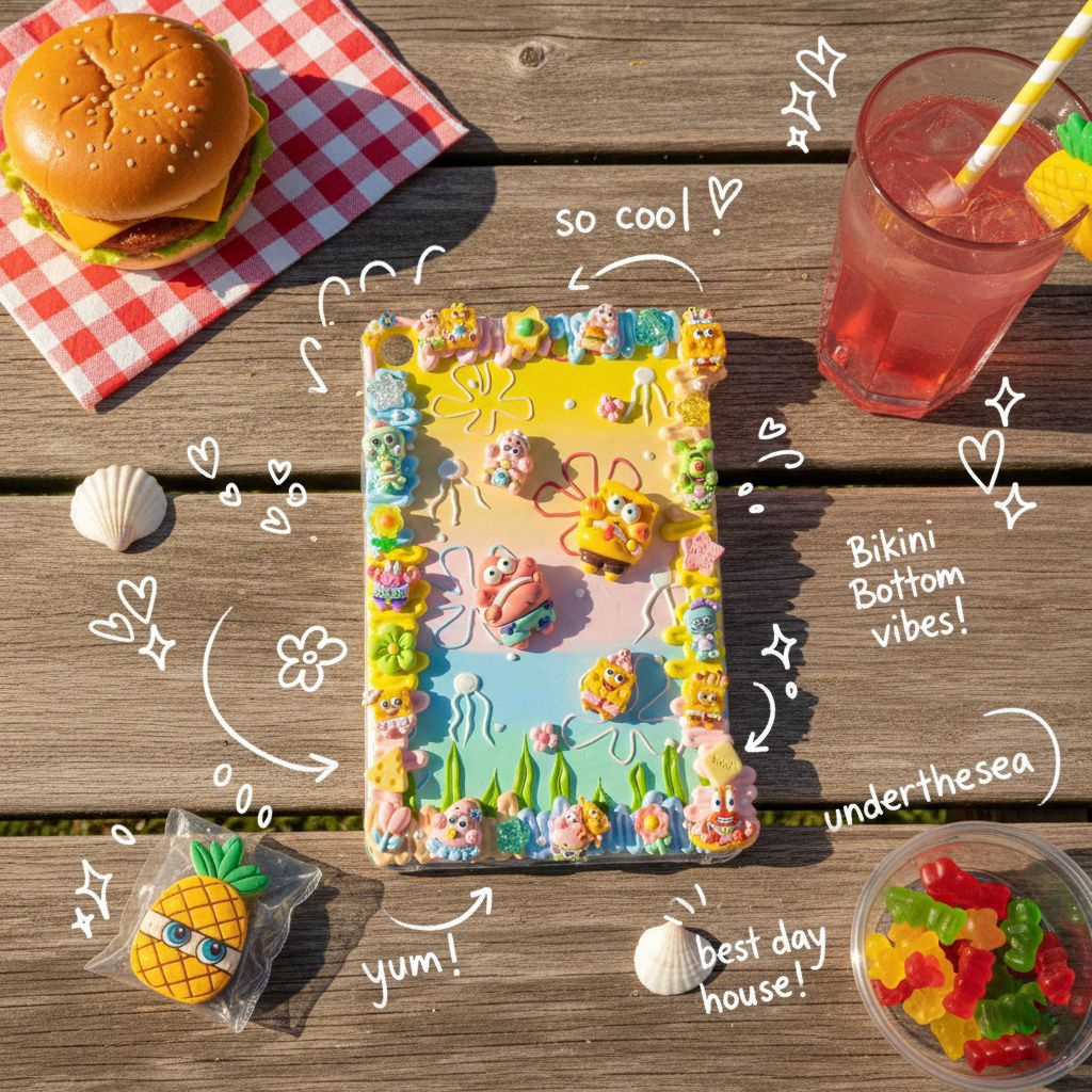 (decobytos) PRE-ORDER Decoden Tab เคสแท็บเล็ต Casing Spongebob & Friends หูหนวกสําหรับ HP Handmade D