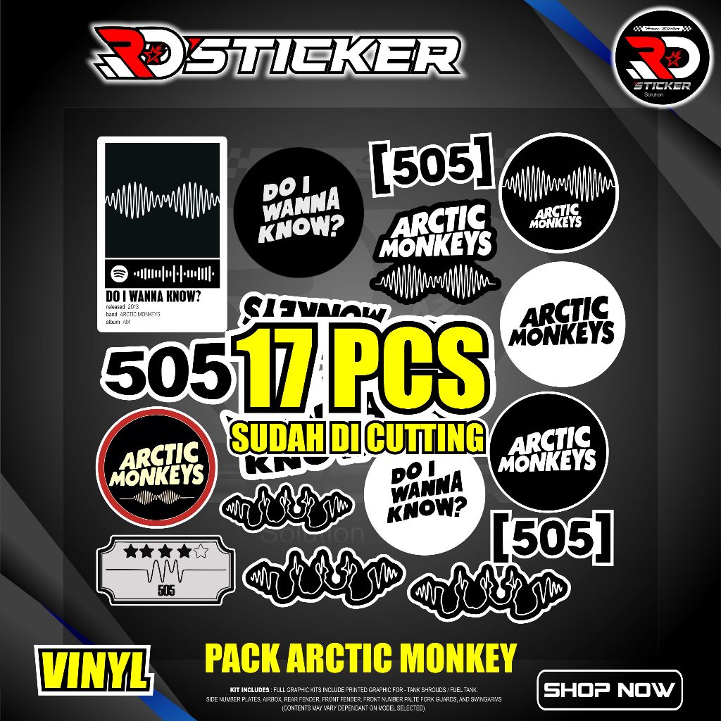 ชุดสติ๊กเกอร์ Arctic Monkeys 505 17 ชิ้นได้รับการตัดแล้ว