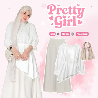 OOTD Setelan Remaja Kekinian 3in1 / Blouse Meena Rayon Twill + Rok Scuba Mayung + Pashmina Ceruty / Set Remaja Wanita / OOTD Daily Simple Elegan / (L137N)
