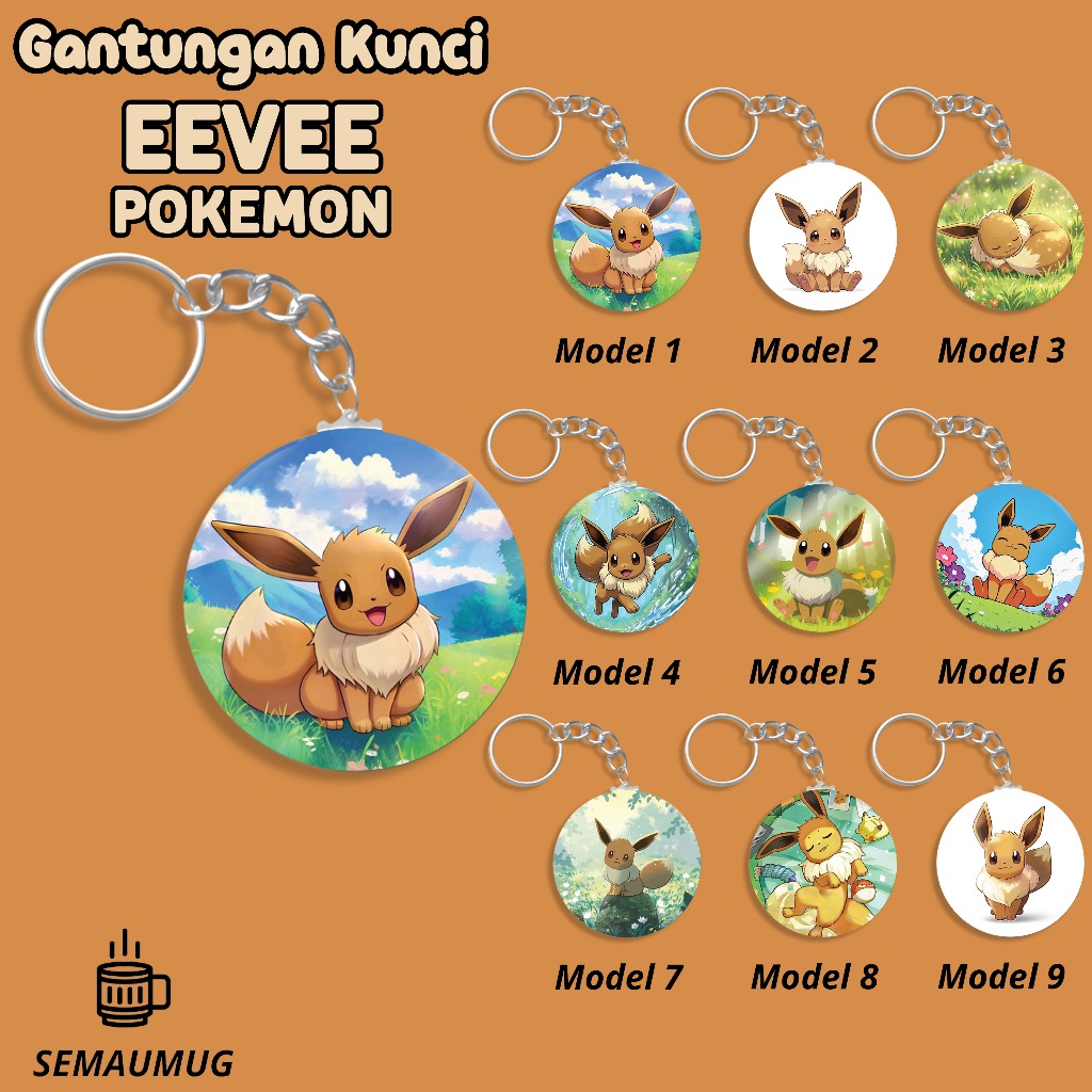 GANTUNGAN EEVEE POKEMON KEYCHAIN CUTE ANIME GIFT CUSTOM SENMUG
