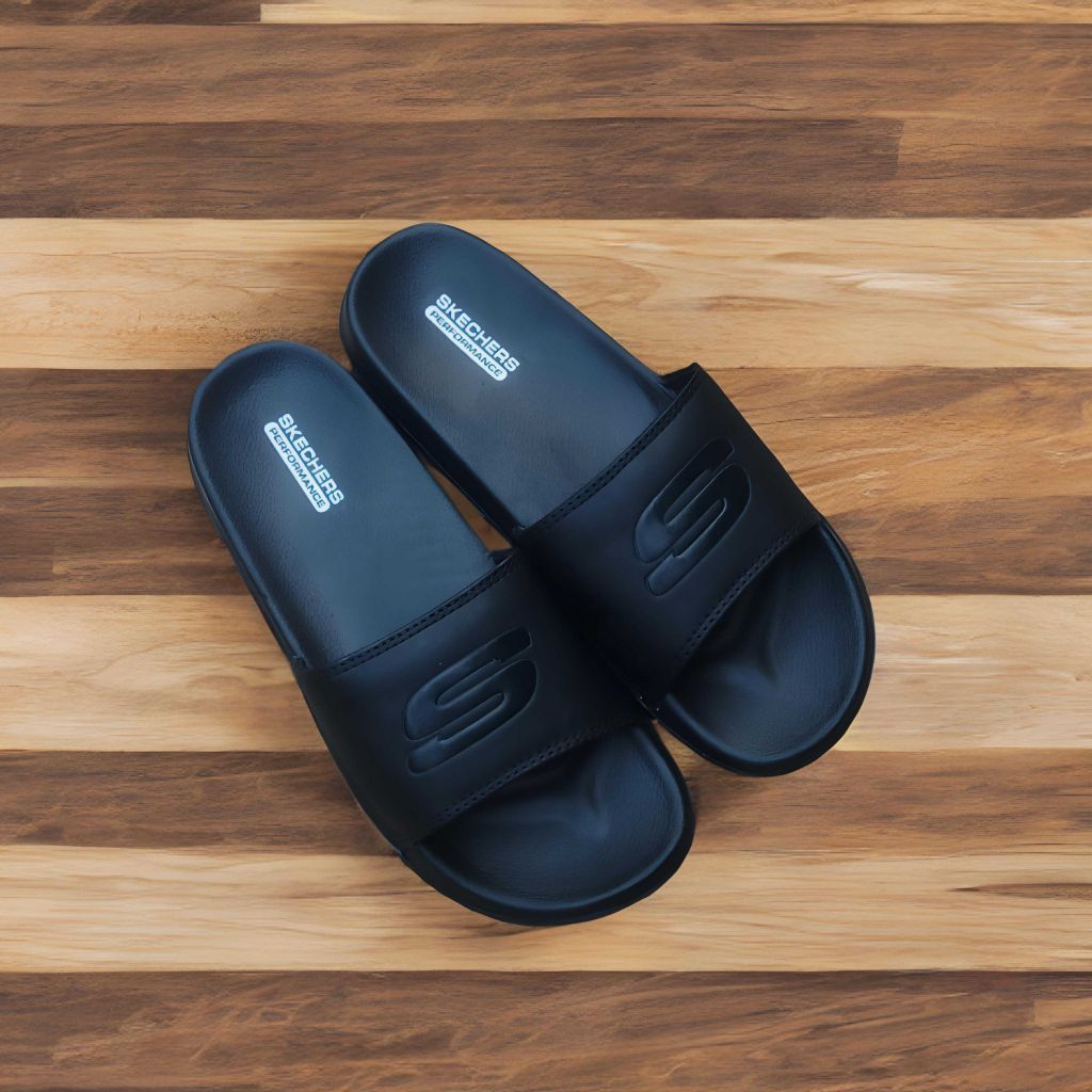 SKECHERS รองเท้าแตะ SLIP-ON สําหรับผู้ชายและผู้หญิง สไลด์สบาย ๆ