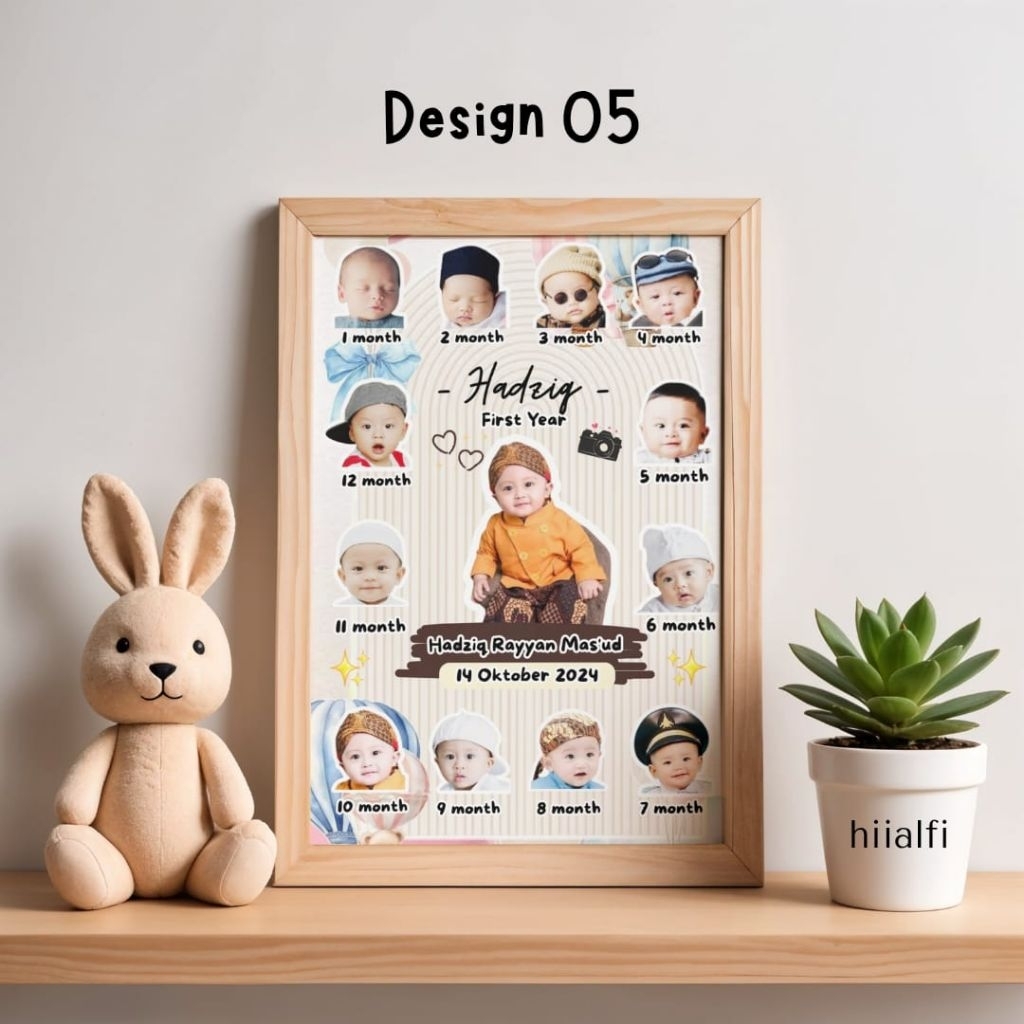 Baby Milestone Frame Aesthetic Baby Photo Frame 0-12 เดือนโดย hiialfi