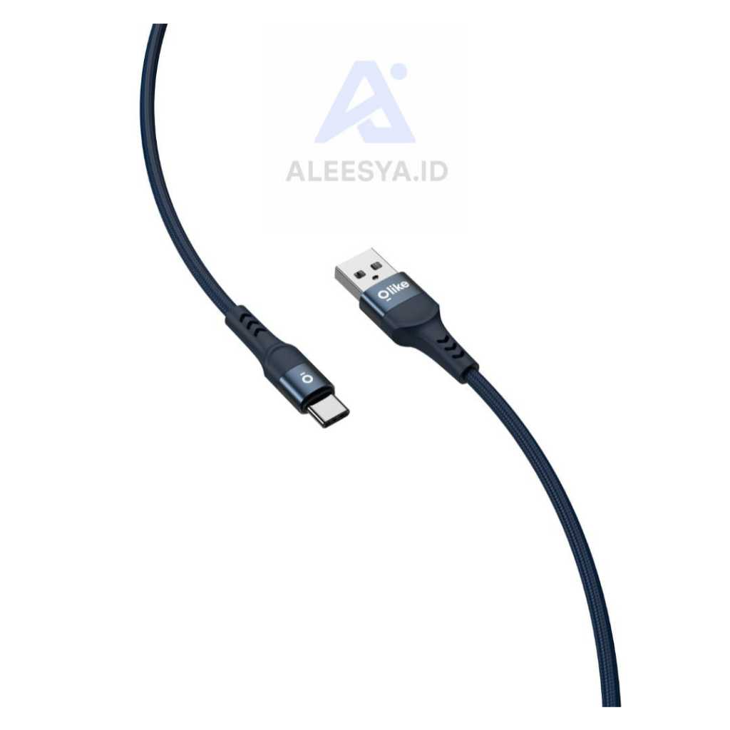 OLIKE D102C USB-C Type C Data Cable 1M Braided Fast Charging 3A - สีฟ้า