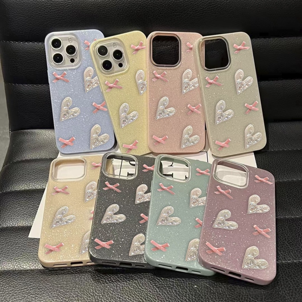 กรณีสําหรับ REALME NEO 7X C85 PRO หัวใจสีชมพูริบบิ้น 3d Coquette ซิลิโคน Jelly Hardcase Glitter ปลอก