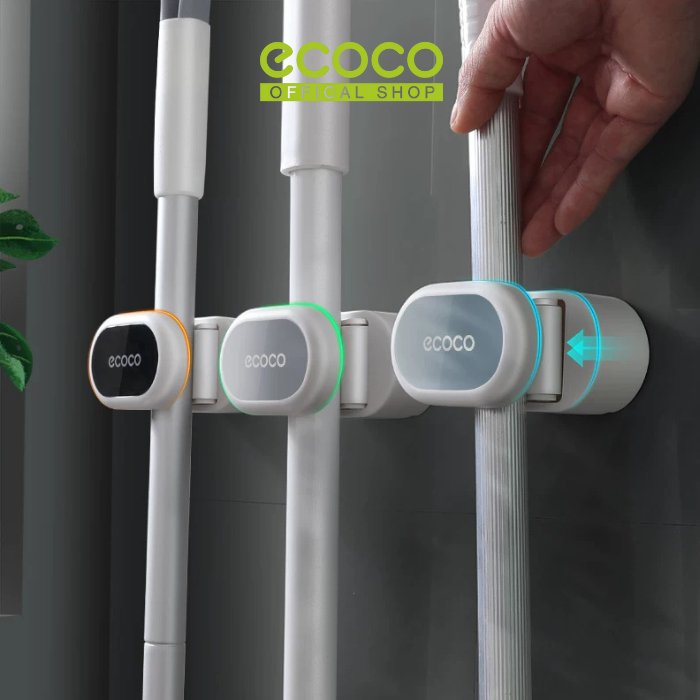 GANTUNGAN ECOCO ที่ยึดไม้ถูพื้น - ที่แขวนติดผนังสําหรับไม้กวาด ไม้ถูพื้น ร่ม แท่งตรง