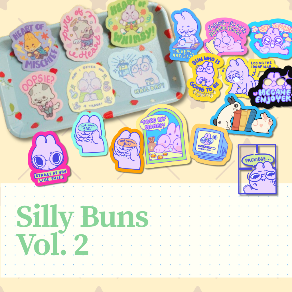 [PLEAGE READ DESC MIN 3 ชิ้นสําหรับสติกเกอร์สั่งซื้อเท่านั้น] สติ๊กเกอร์ไดคัท Silly Buns Vol.2