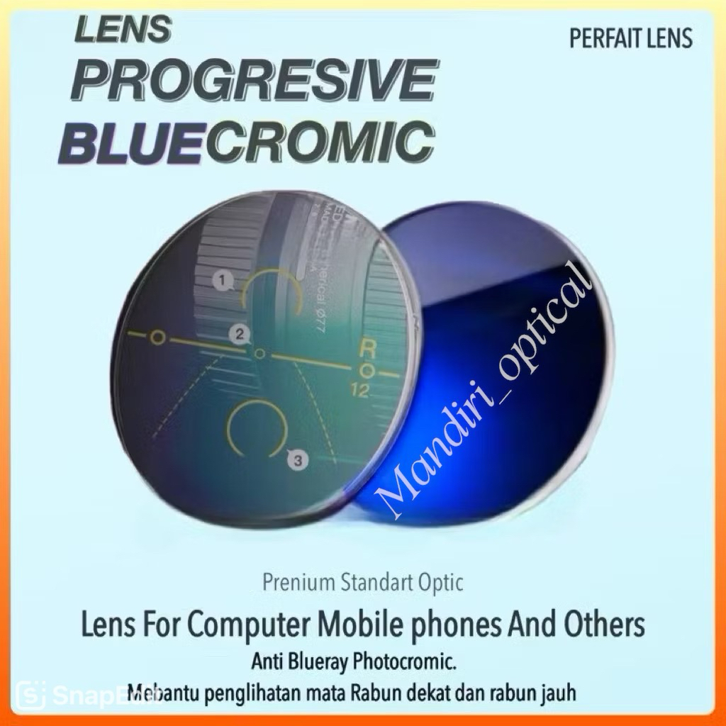 PROGRESSIVE BLUERAY PHOTOCROMIC (BLUECROMIC) สําหรับการอ่านและเดินใน 1 LENS