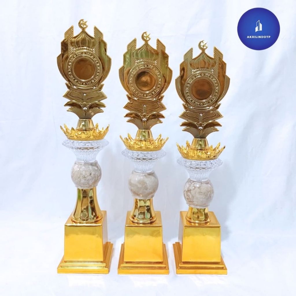 ใหม่ล่าสุด ISLAMIC MOSQUE TROPHIES INDIVIDUALLY AND SET (CODE B2) HEIGHT 49 - 45 CM | BLACK AND GOLD
