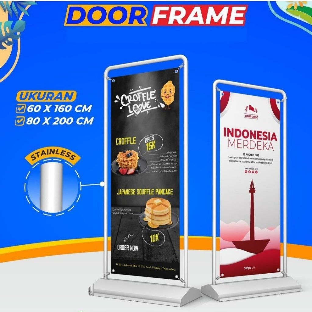 กรอบแบนเนอร์ยืนประตูเหล็ก 80x180ซม