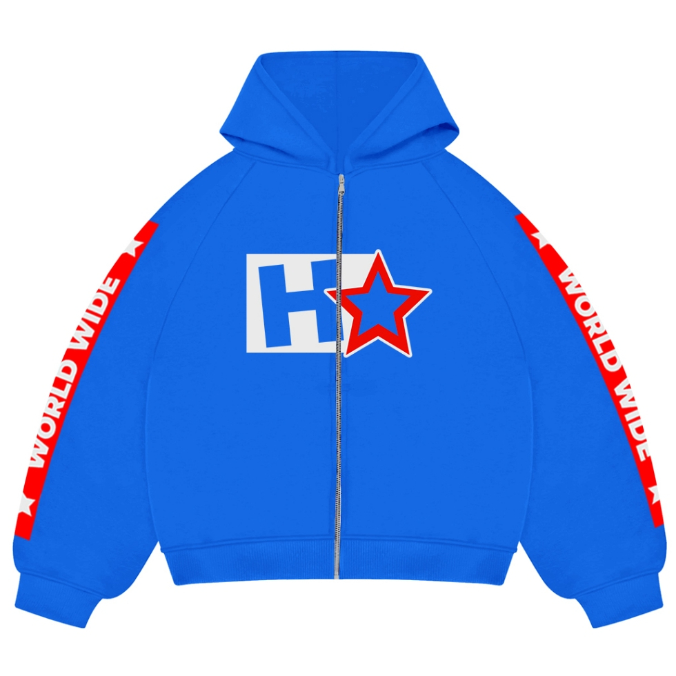 HPND - Velpo Blue Boxy Hoodie / Boxy Zipper Hoodie / Boxy Zipper 280-300gsm Fleece