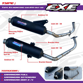 Knalpot standar racing Type X3 Luster original EXE EXECUTIVE EXHAUST | Suara Brisik Gahar | PNP vario,aerox,pcx,nmax,beat,mio,scoopy,DLL