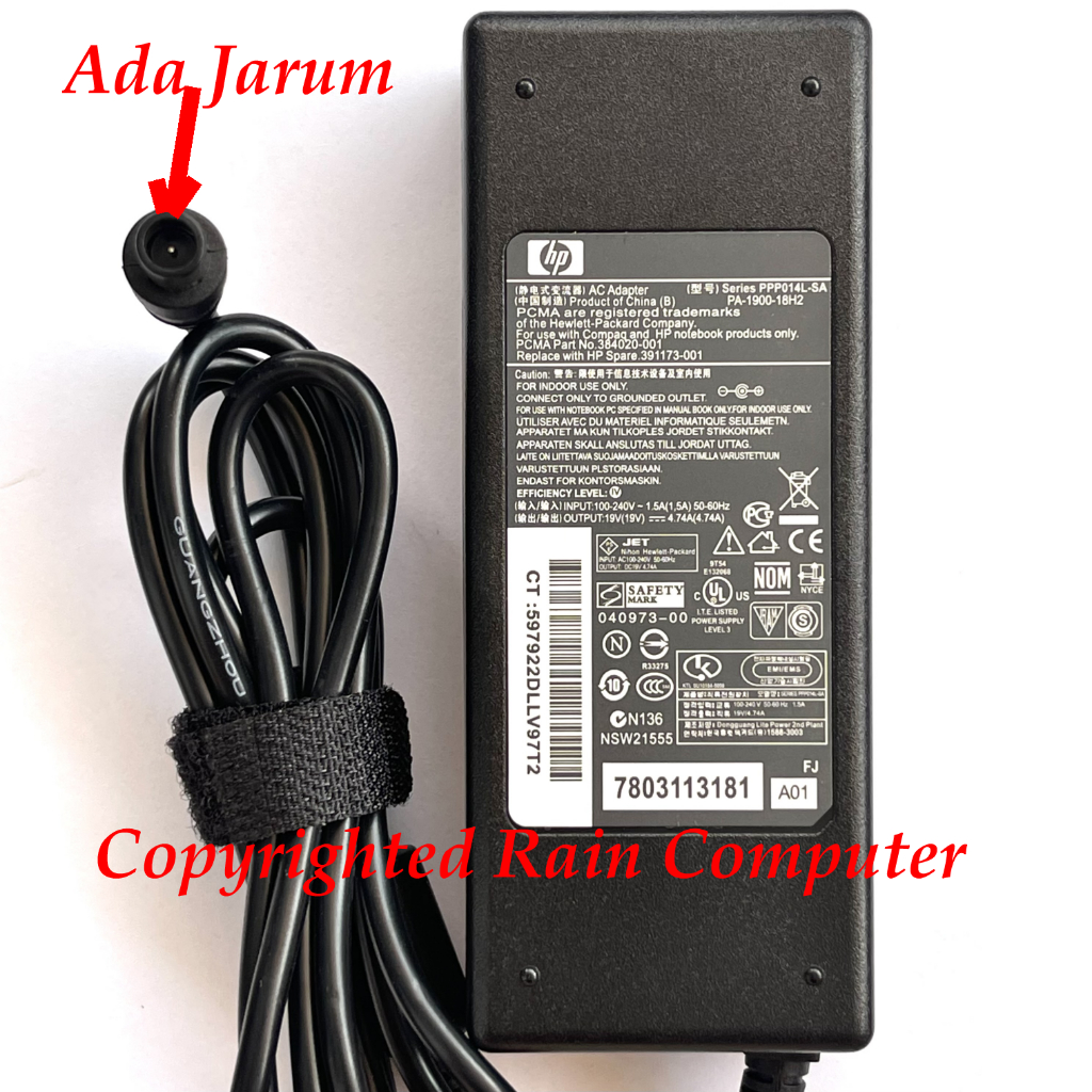 อะแดปเตอร์ HP 19V 4.74A Pin Central PPP012L-E, PPP014L-SA, PA-1900-18H2, PA-1900-32HT คุณภาพของแท้ดั