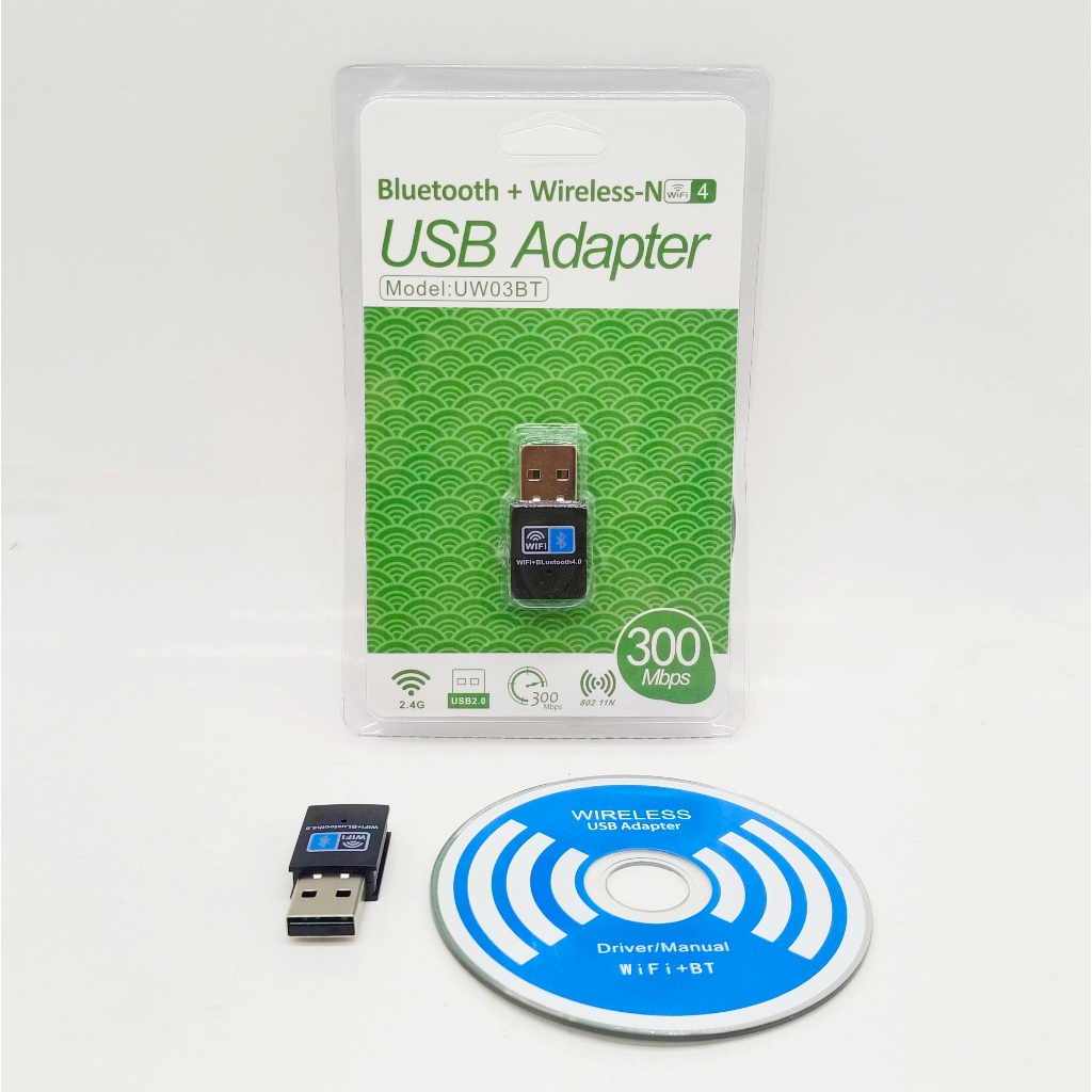 BLUETOOTH+WIFI 4.2 USB ADAPTER 300MBPS UW03BT เครือข่าย USB Adaptor Bluetooth WiFi