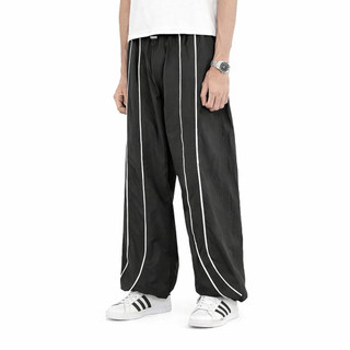 BAGGY PANTS REFLECTIVE STRIPE UPSIDE PARASUT CELANA MENYALA CASUAL UNISEX