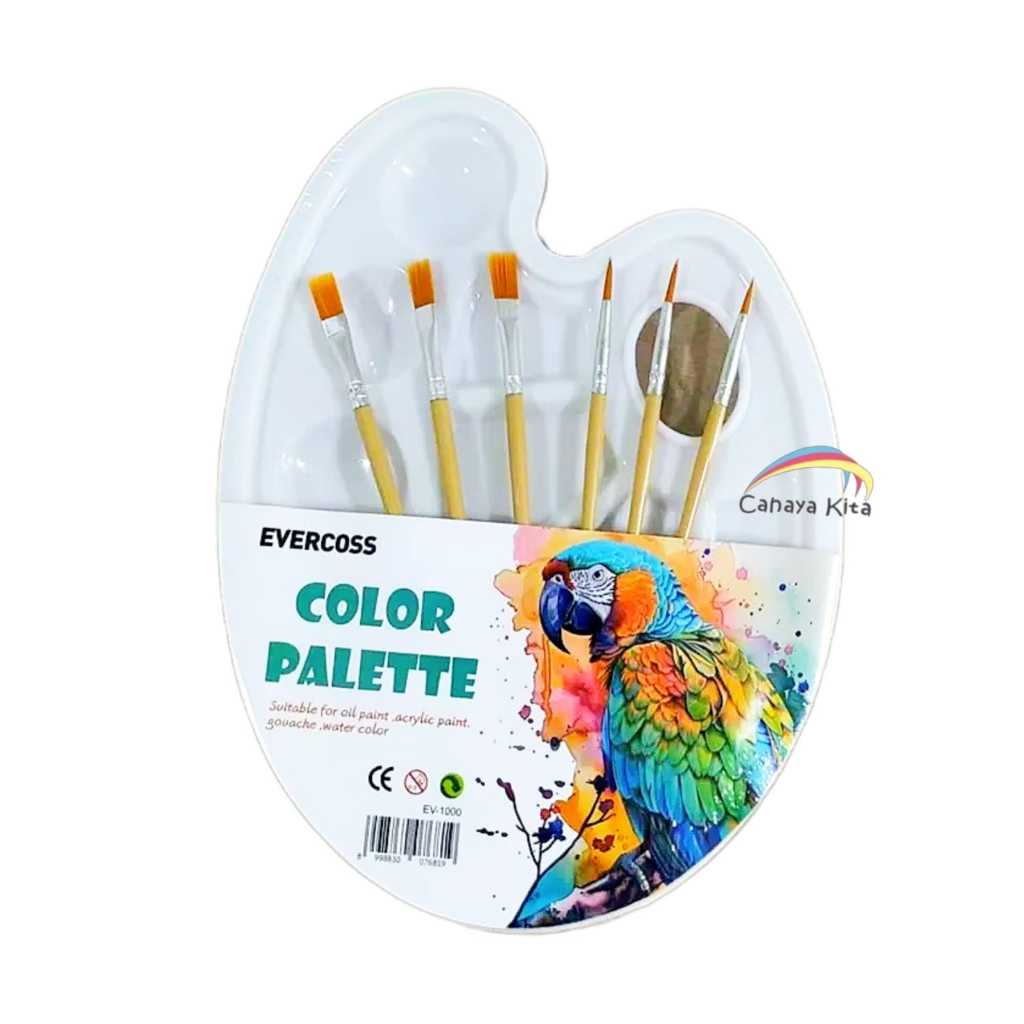 EVERCROSS EV-1000 Painting Palette Brush Set 6 แปรง 17x22 ซม. สําหรับภาพวาดศิลปะ