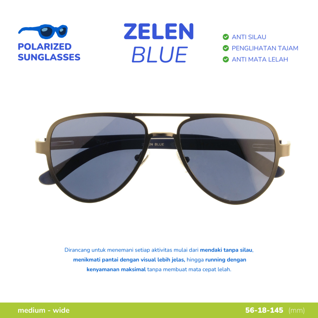 Zonakacamata - แว่นกันแดดโพลาไรซ์ Zelen Blue - แว่นกันแดดผู้ชาย/ผู้หญิง