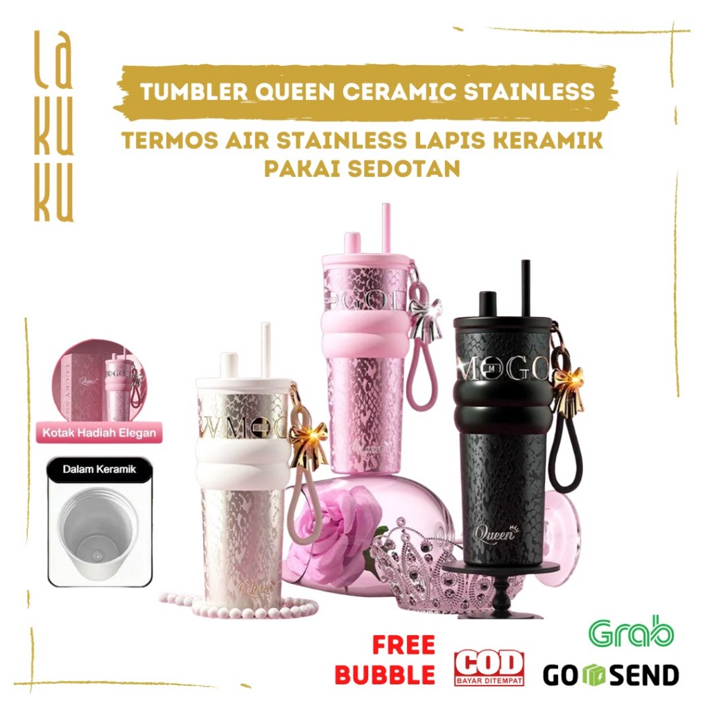 TERMOS Lakuku - Queen 710ml Premium Stainless Ceramic 316 Thermos Tumbler ทนความเย็นและความร้อน Long