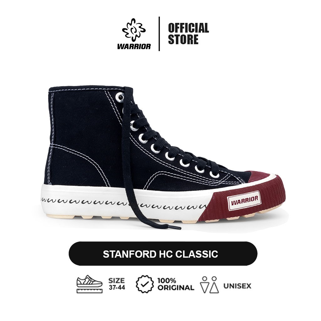 MERAH Warrior Stanford Classic HC - รองเท้าผ้าใบ Warrior สีดํา / แดง