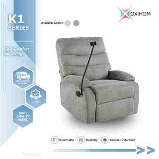 Oxihom K1 Sofa Single Sofa Goyang Rocking Sofa Reclining Putar 360 Derajat, Sofa Tidur, Sofa Multifungsi, Sofa Santai dengan HP Holder
