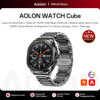 [ NEW] Aolon Cube Jam Tangan smartwatch AGPS Amoled AOD Whatsapp reply 14 days battery life Tahan air 1ATM AGPS Layer 1.43‘’ aolon smartwatch pria