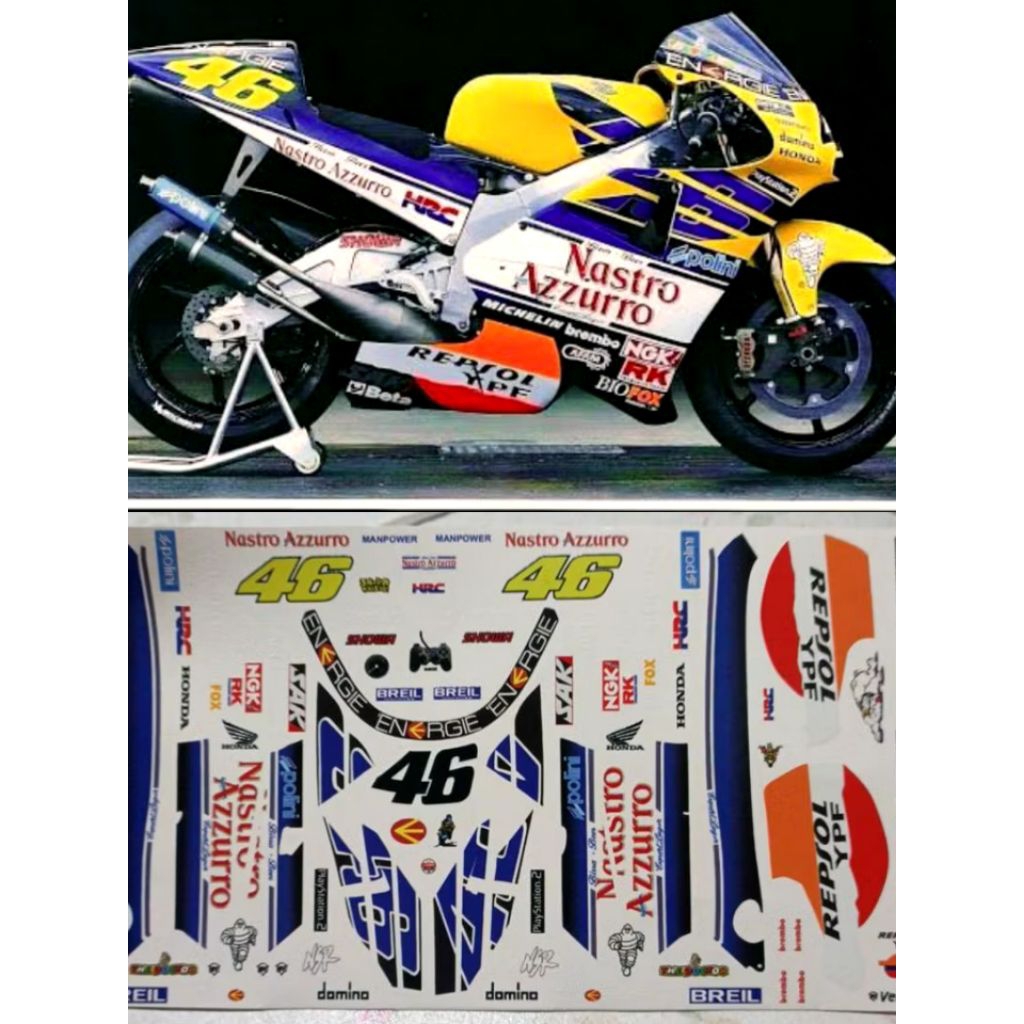 รูปลอก Rossi Honda NSR 2001 1/12 สเกล, รูปลอกน้ําไม่ตัดล่วงหน้า