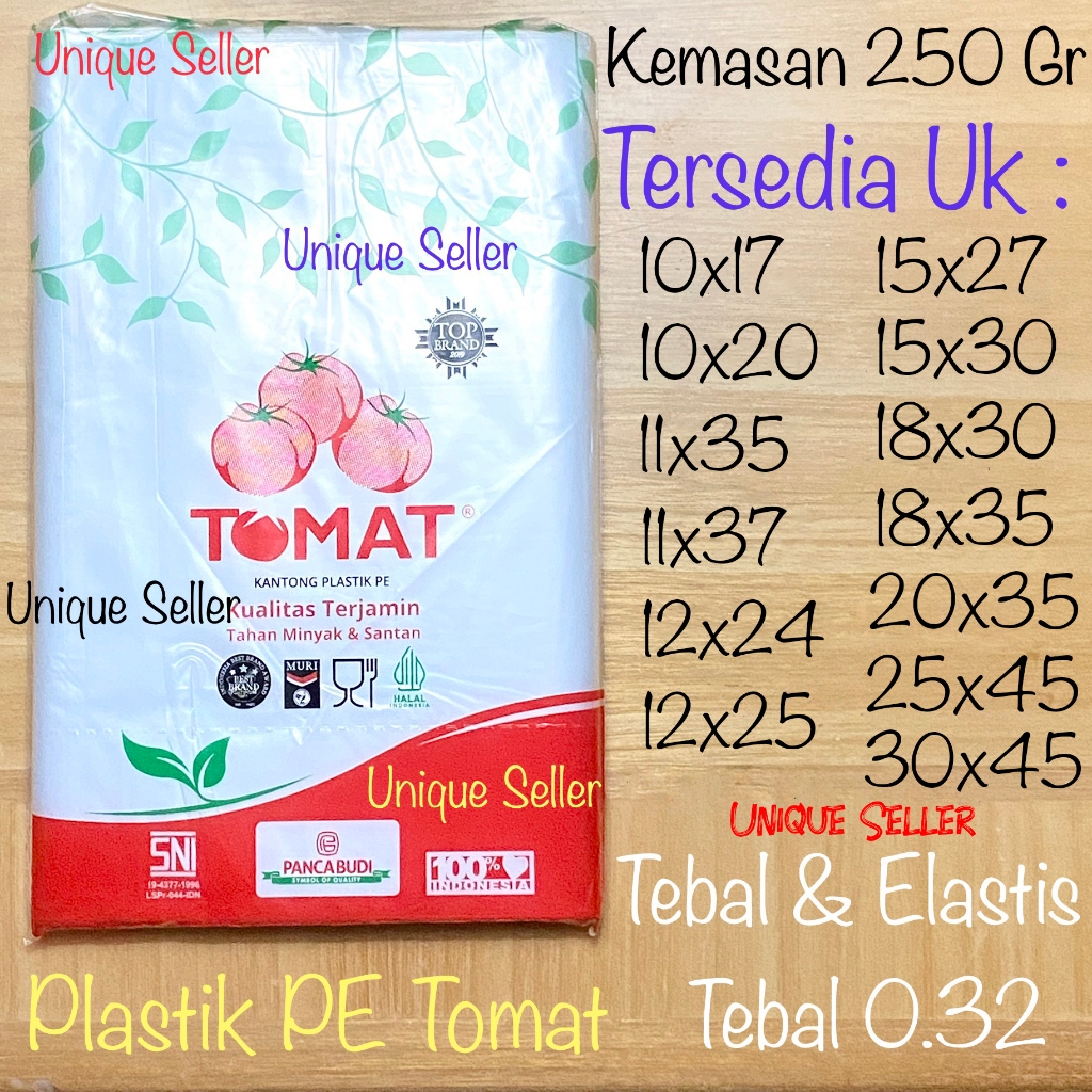 พลาสติกมะเขือเทศ PE ขนาด 10x17 10x20 11x35 11x37 12x24 12x25 15x27 15x30 18x30 18x35 20x35 25x45 30x