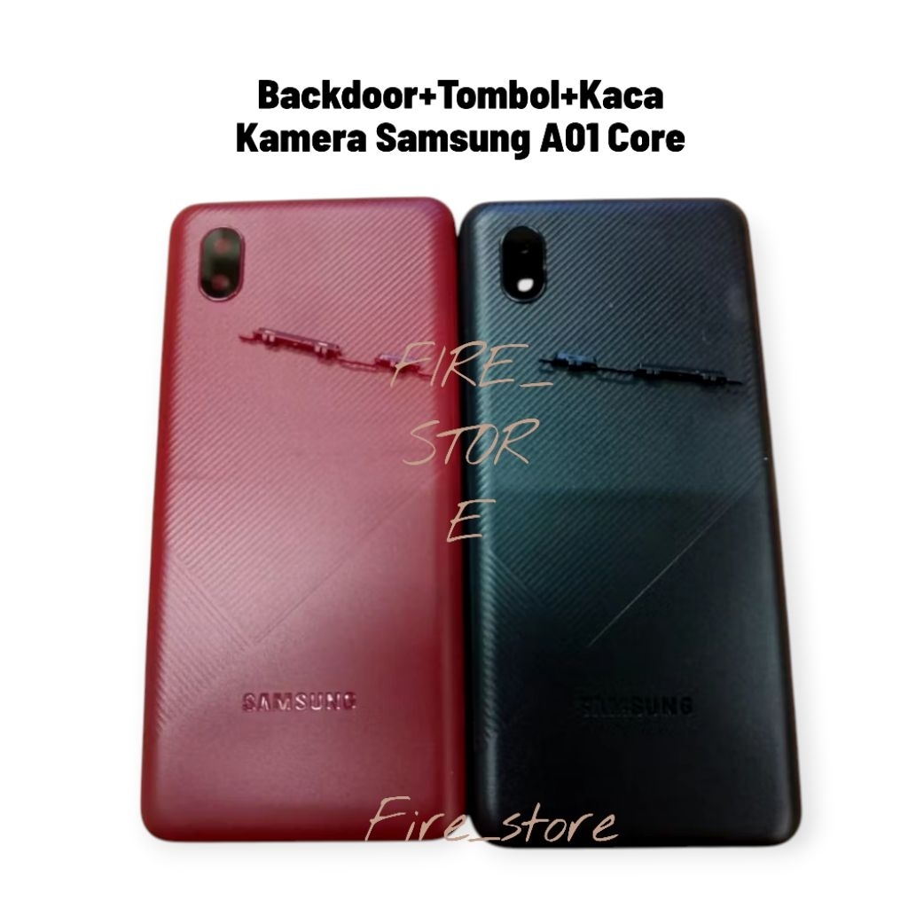 TOMBOL Backdoor + ปุ่ม + กระจกกล้องสําหรับ Samsung A01 Core Casing Backcover ฝาหลัง