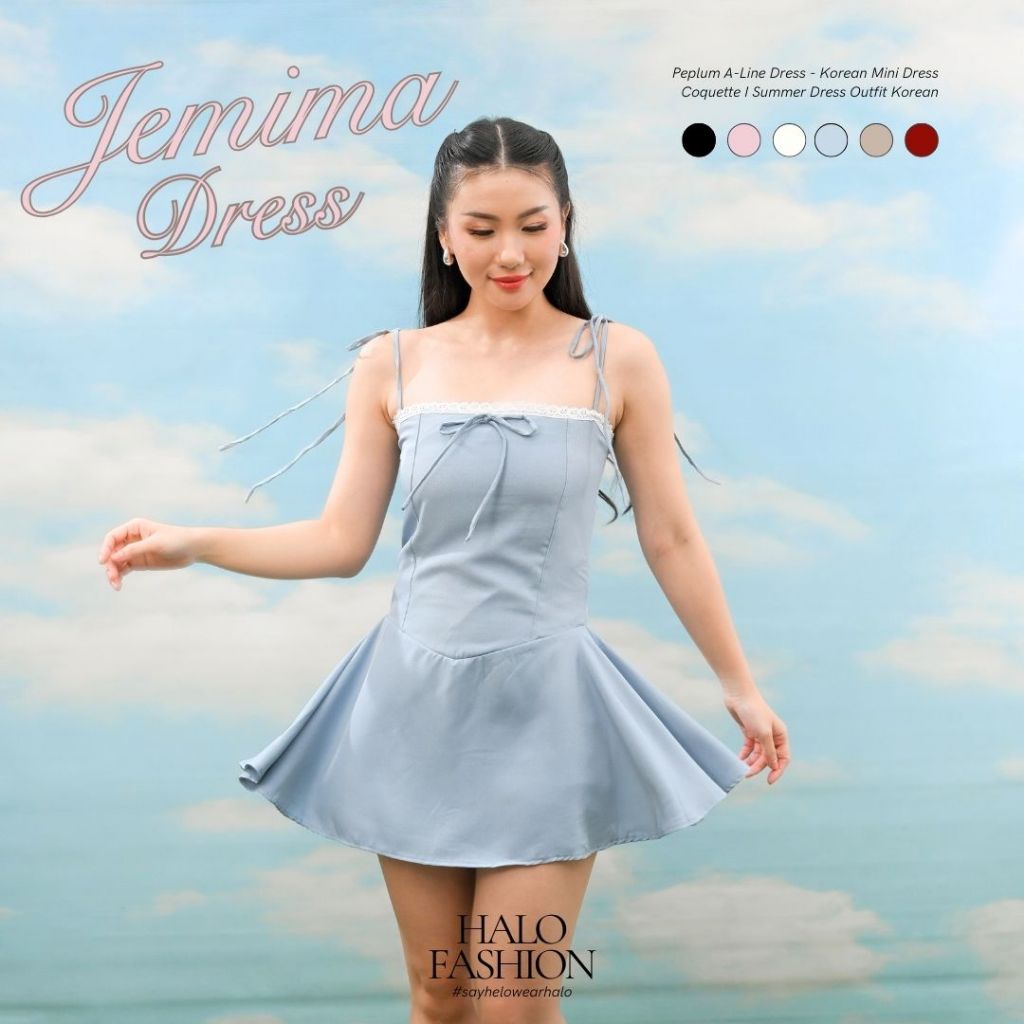 [Halofashion] Jemima Peplum A-Line Dress - มินิเดรสเกาหลี Coquette I Summer Dress Outfit เกาหลี