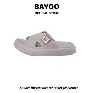 BAYOO - Sandal Wanita Selop Tali Silang Simpel Dengan Beruang Kecil