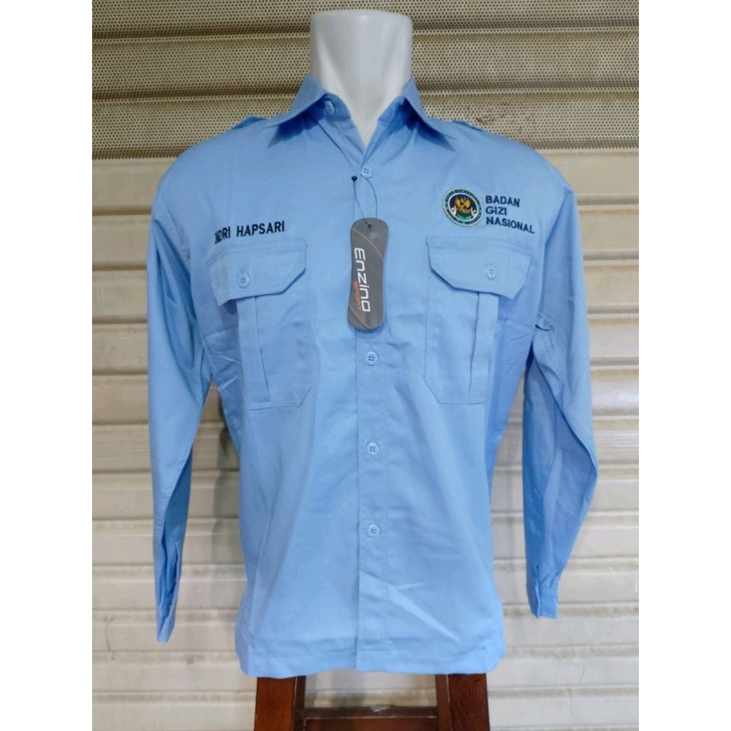 KEMEJA BGN เสื้อร่างกายโภชนาการแห่งชาติสีฟ้าอ่อนแขนยาว BGN เครื่องแบบเสื้อ BGN