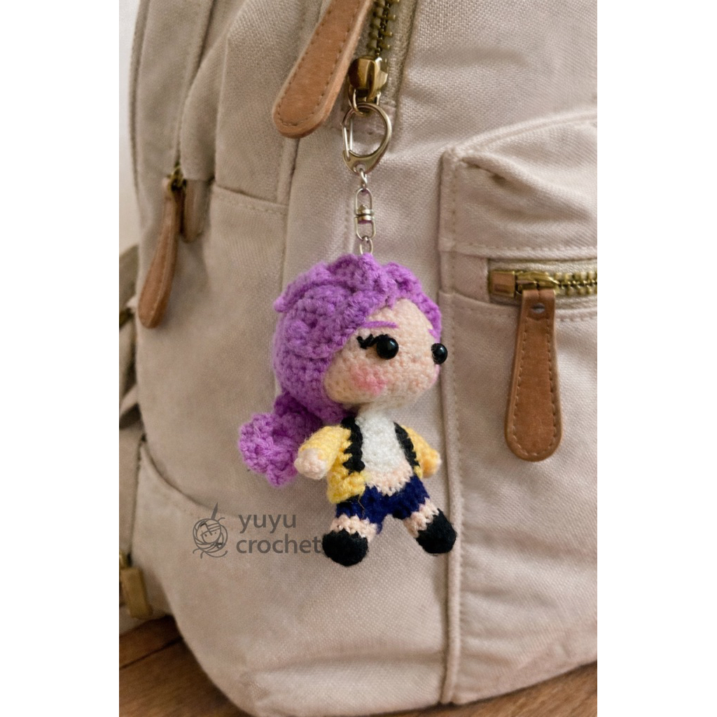 GANTUNGAN Kpop Demon Hunter - โครเชต์ Amigurumi Rumi พวงกุญแจตุ๊กตาน่ารัก Huntrix Rumi พวงกุญแจตุ๊กต