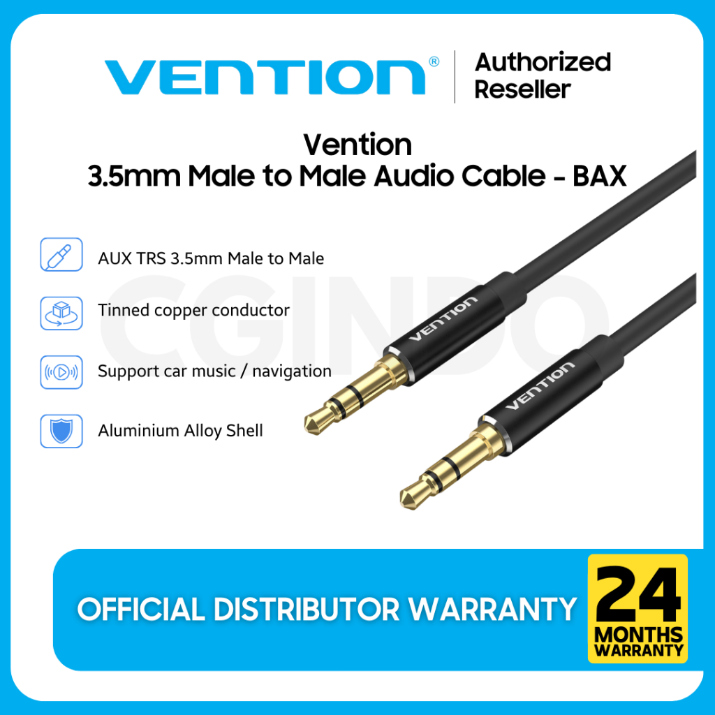 Vention สายสัญญาณเสียง AUX อลูมิเนียมอัลลอยด์ชายกับชายขนาด 3.5 มม. 1M 2M 3M - BAX