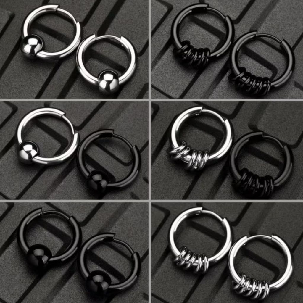 TITANIUM EARRINGS / TITANIUM HOOPS PIERCING / CONE RING BALL EARRINGS