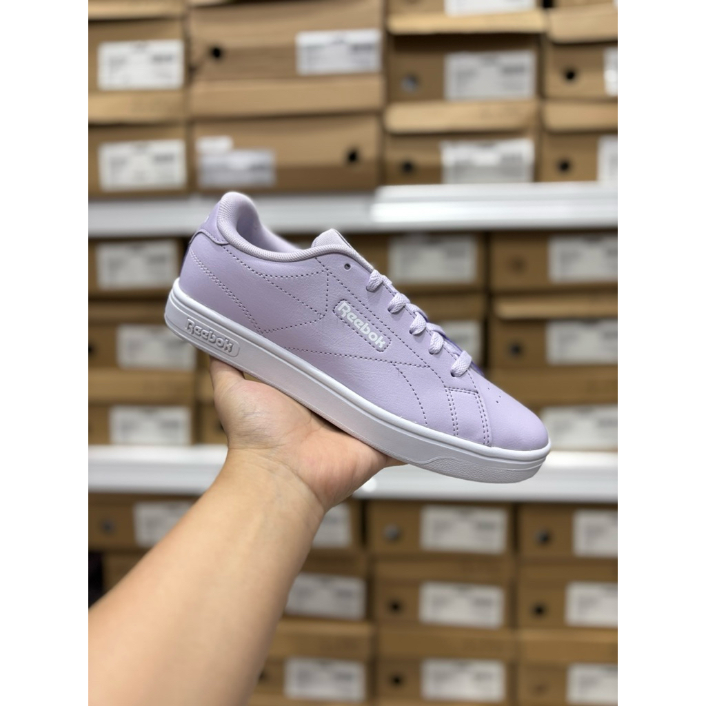 REEBOK รองเท้าผู้หญิง REEBOK COURT CLEAN สีม่วงสีขาว REE100234786 รองเท้าต้นฉบับ